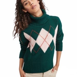 Tommy Hilfiger Green Argyle Turtleneck 